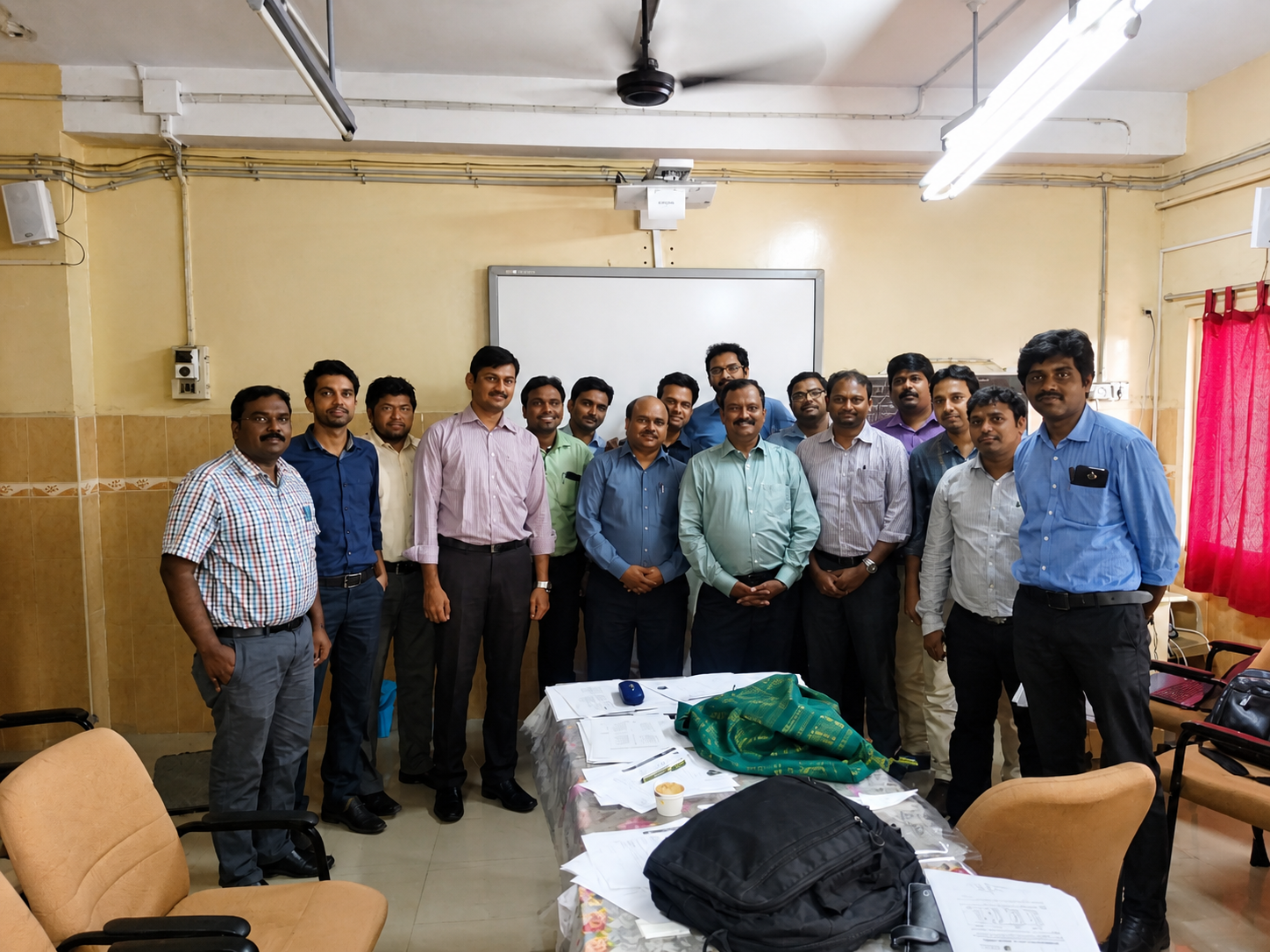Krishna Suresh with doctors after a training session